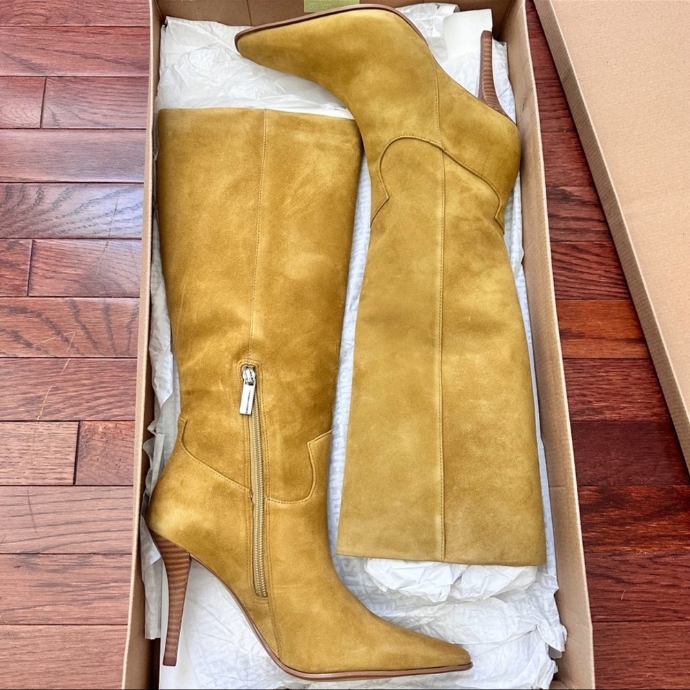 NEW Steve Madden Wescot Olive Suede Knee High Boots Heeled Boots - Picture 2 of 11